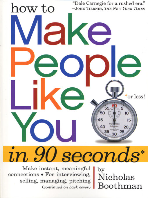 Title details for How to Make People Like You in 90 Seconds or Less by Nicholas Boothman - Available